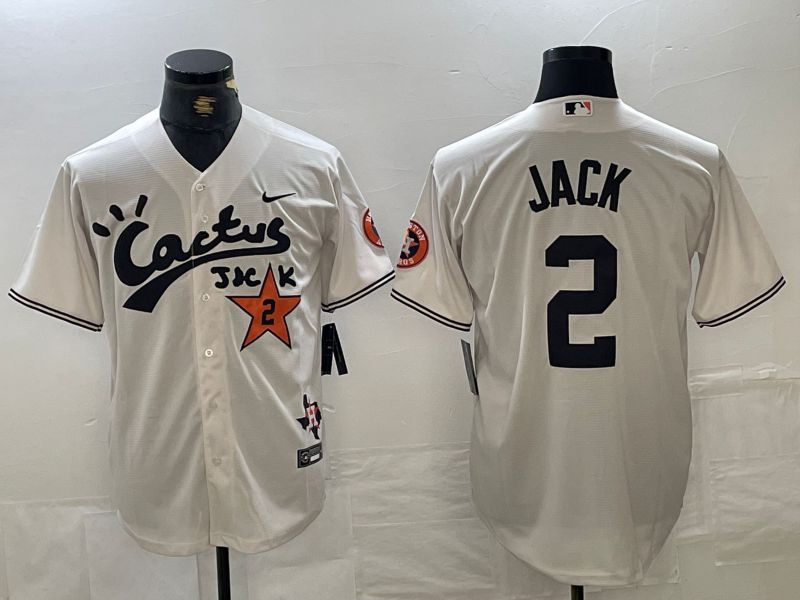 Men Houston Astros 2 Jack Cream Jointly 2024 Nike MLB Jersey style 1